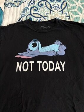 Disney Black Stitch Graphic Tee with Faded White Print